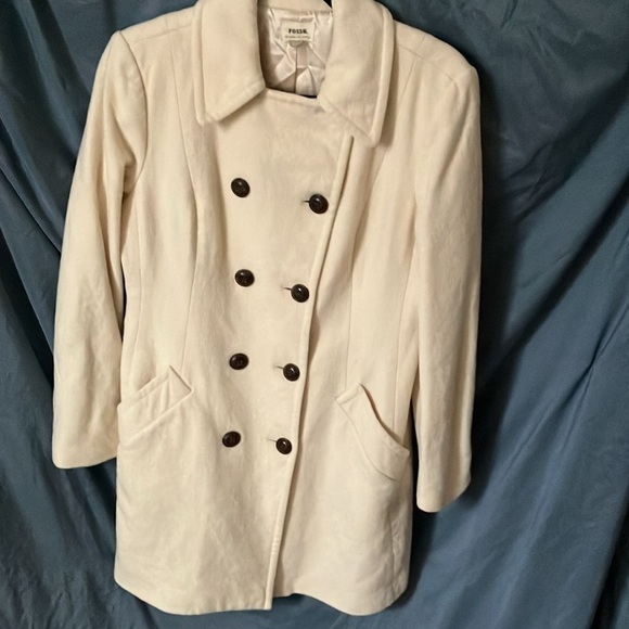 Fossil: Ivory Vintage Wool Blend Winter Coat- M - Picture 11 of 16